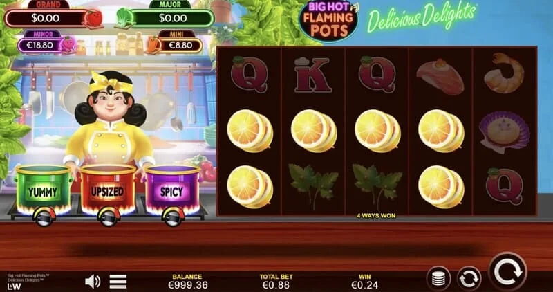 Big Hot Flaming Pots Delicious Delights – laiminga kombinacija pagrindiniame žaidime